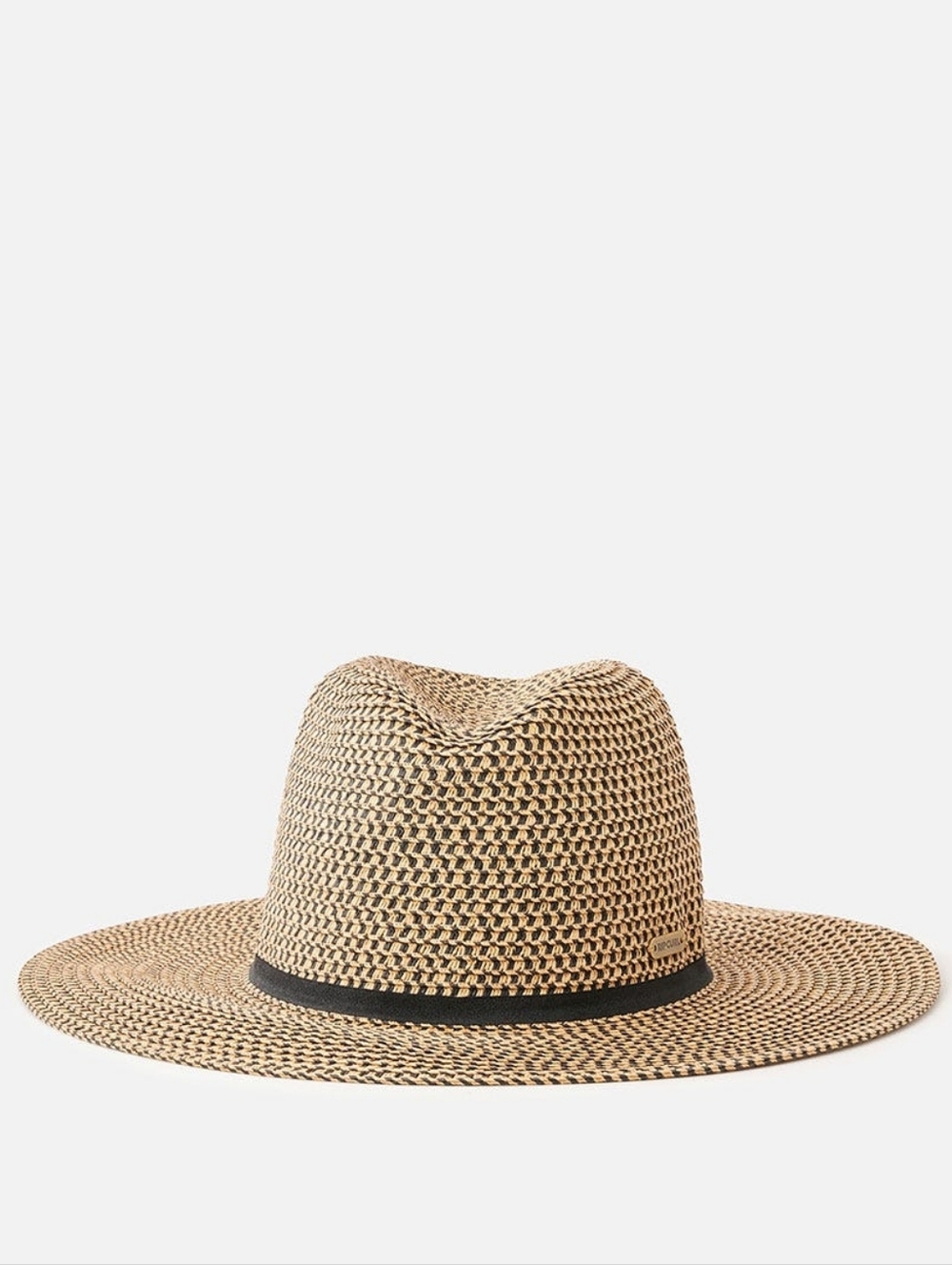 Rip Curl Woven Straw Fedora Hat - Natural Tan with Black Band